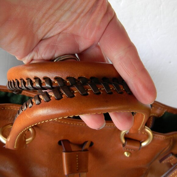 DOONEY & BOURKE FLORENTINE NATURAL TAN LEATHER BUCKLEY BUCKET DRAWSTRING BAG - Picture 6 of 16